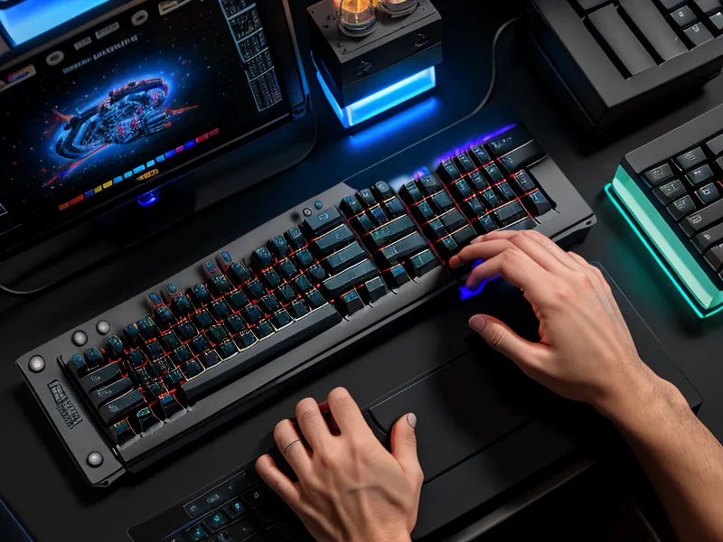 Hände an einer Tastatur bei der Arbeit an rechtssicheren Webeinstellungen am Abend.